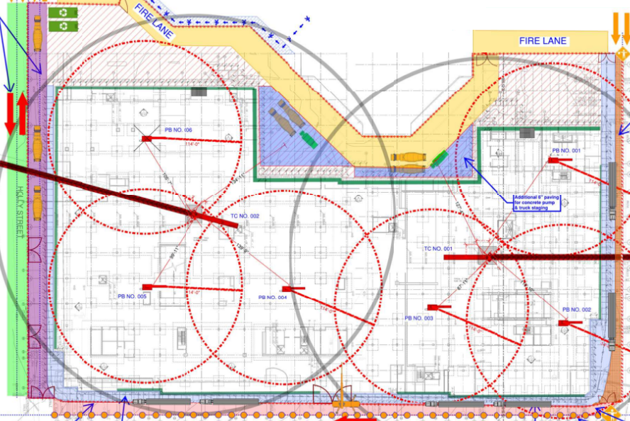 Tower crane radius